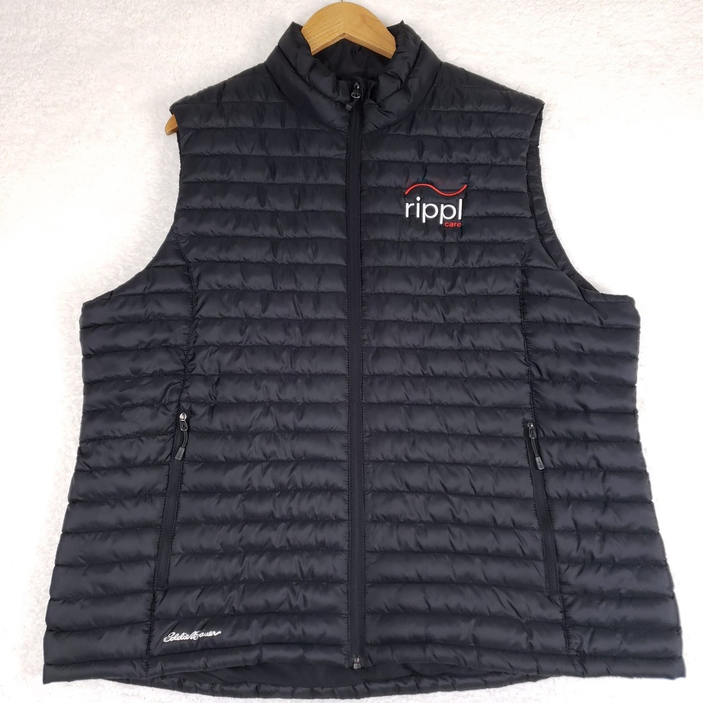 Eddie Bauer Packable Puffer Vest Black 3XL Rippl Care Logo Full Zip Vest